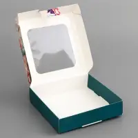 Коробка подарочная сборная с окном, упаковка, «Цветочки», 13×13×3 см