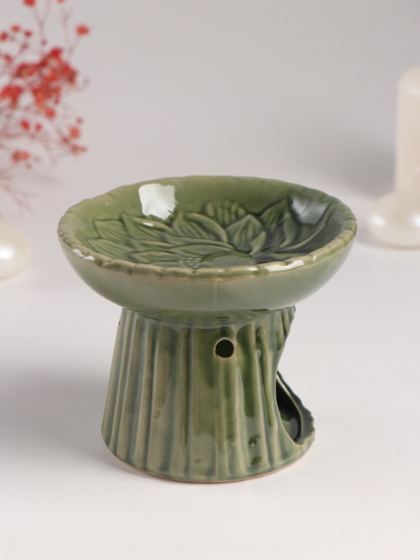 Аромалампа керамика Аромалампа керамика "Лотос" тёмно-зеленая 11,4х11,4х9 см