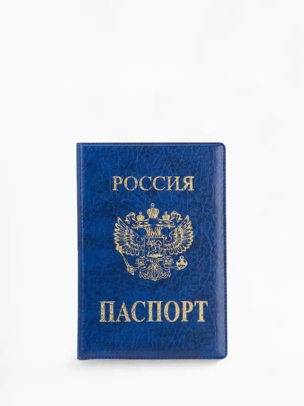 Обложка для паспорта, искусственная кожа, тиснение, синяя