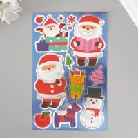 Наклейка пластик "Новый год" синяя 24,5х13,2 см