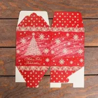 Коробка складная, подарочная новогодняя «С Новым годом и Рождеством» 12×12×12 см
