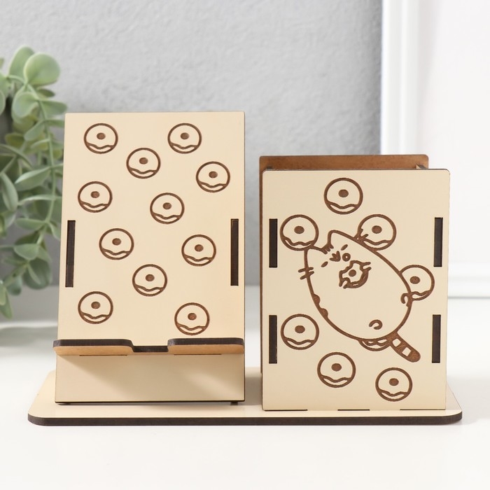 Органайзер настольный Органайзер настольный "Пончики" 18х12,5х9 см (набор 9 деталей)