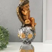 Фигура гипс &laquo;Ангел на шаре&raquo;, под бронзу, 37&times;13&times;13 см