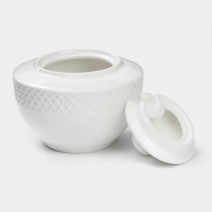 Сахарница с крышкой Wilmax &laquo;Юлия Высоцкая&raquo;, 340 мл, фарфор, белая