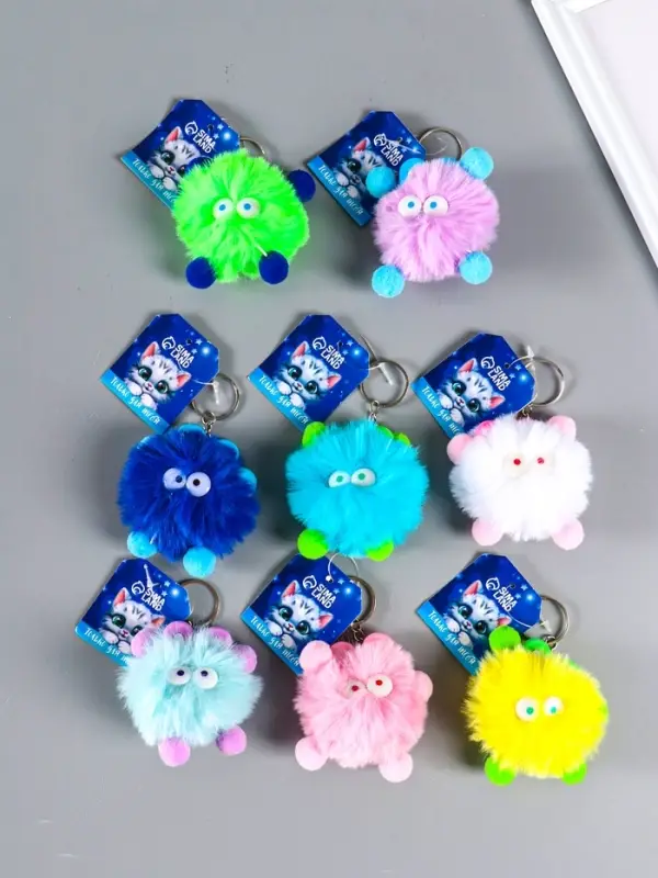 Брелок для ключей на кольце &laquo;Пушистик с ушками&raquo;, мягкий, на сумку, рюкзак, 10 см, МИКС