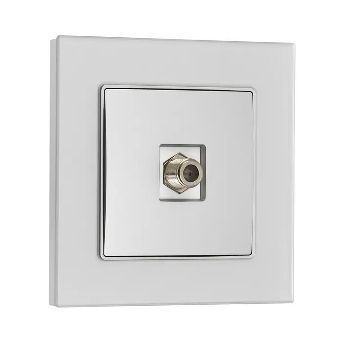 Розетка телевизионная TOT Matte Glass, стекло, скрытая, одноместная, серебристая