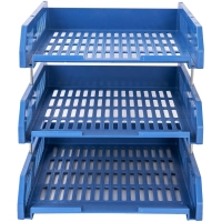 Лоток горизонтальный для бумаг Deli E9209 набор 3шт на металл.стерж синий