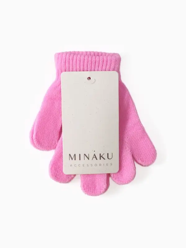 Перчатки детские MINAKU однолсойные, 14 см, цв.розовый