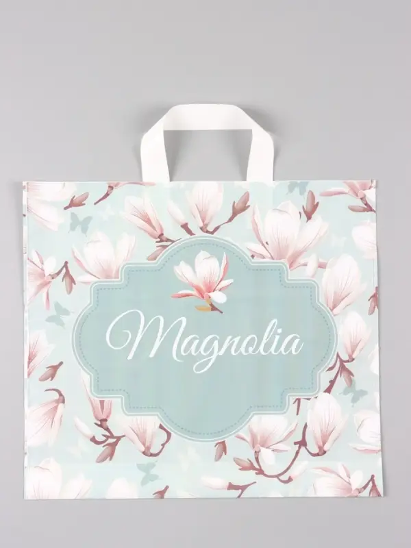 Пакет "Магнолия", полиэтиленовый с петлевой ручкой, 38 х 34 + 3 см, 70 мкм