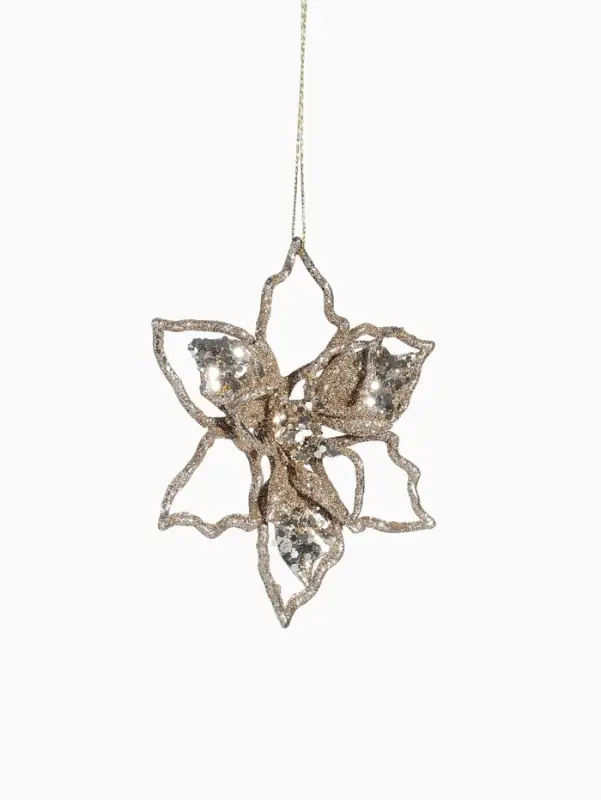 Ёлочная игрушка &laquo;Зимнее волшебство. Сияющая глазурь - цветок&raquo; пластик, 12.5&times;12.5 см, золото