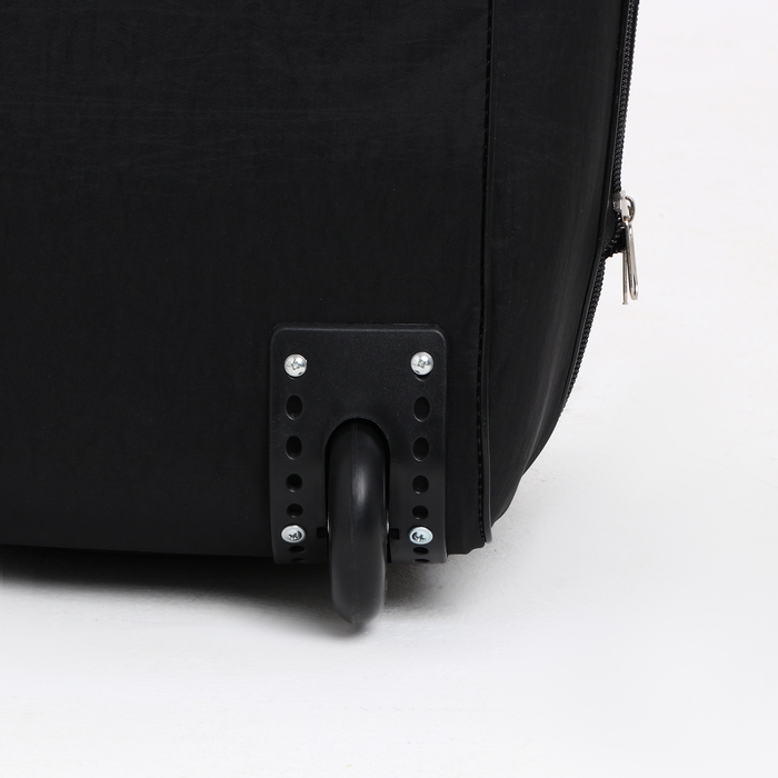 Сумка дорожная на колёсах, отдел на молнии, с увеличением, 2 наружных кармана, цвет чёрный Сумка дорожная на колёсах, отдел на молнии, с увеличением, 2 наружных кармана, цвет чёрный