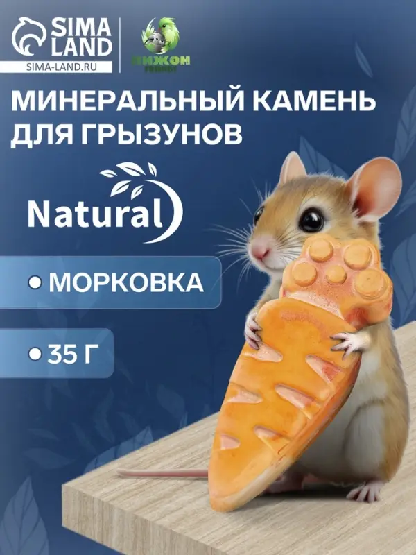 Минеральный камень для грызунов &laquo;Пижон&raquo;, морковка, 35 г
