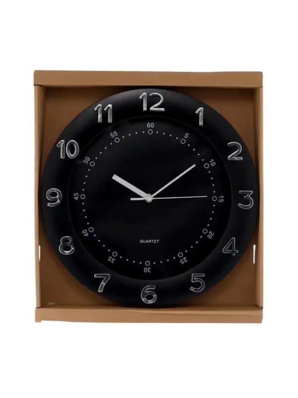 Часы настенные интерьерные, бесшумные, плавный ход, d=32 см, внутренний d=23.7 см, чёрные