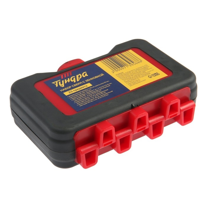 Набор сверл с зенковкой ТУНДРА, шестигранные и круглые хвостовики, 23 шт. Набор сверл с зенковкой ТУНДРА, шестигранные и круглые хвостовики, 23 шт.