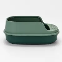 Лоток для кошек Фур-Мур 48×35.5 cм с высоким бортом + совок, Soft-touch, изумруд