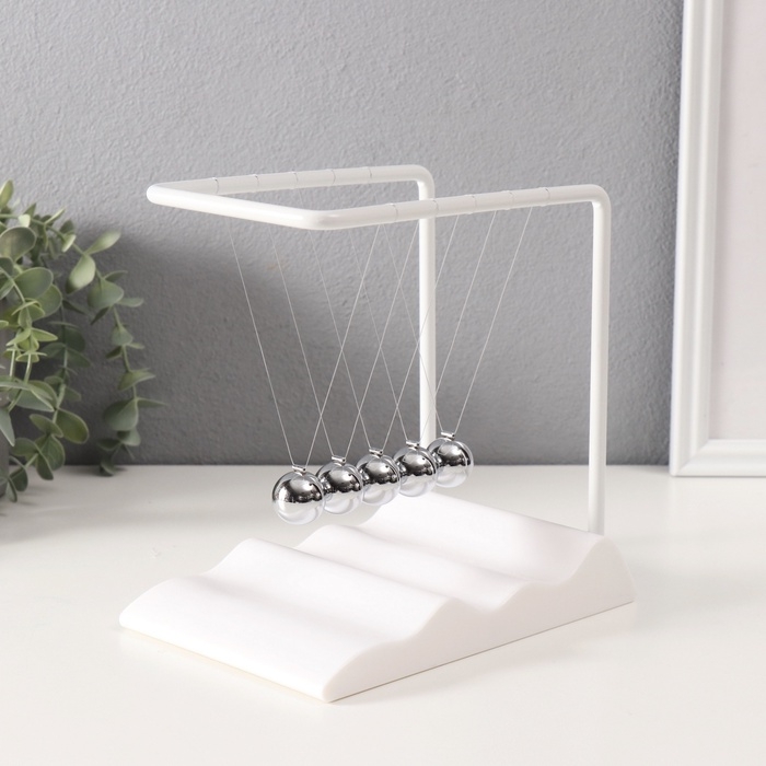 Маятник пластик Маятник пластик "Шары Ньютона. Водопад" белый 12,4х18,8х19,6 см