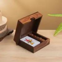Шкатулка для хранения игральных карт, 12.5&times;12.5 см, дерево шишам, латунь