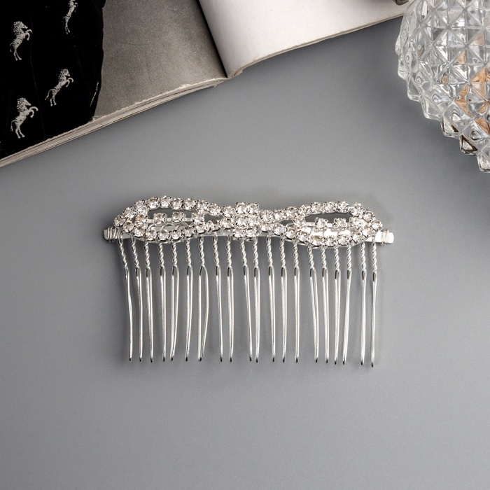 Гребень для волос  Гребень для волос "Медея" бант, 8х4 см, серебро