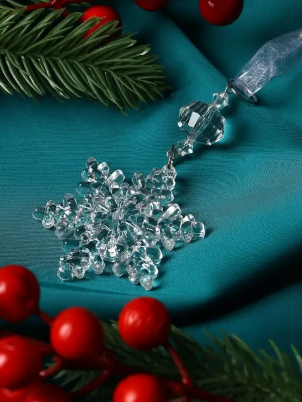 Украшение ёлочное "Льдинка" снежинка, 10х4,5 см, прозрачный