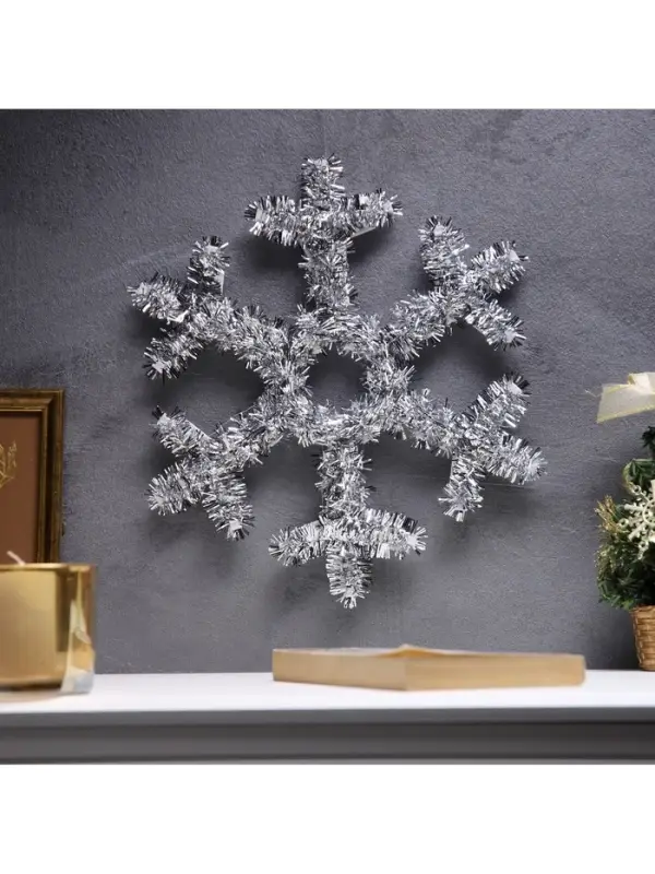 Светодиодная фигура из мишуры &laquo;Снежинка серебристая&raquo; 32&times;2 см, 20 LED, батарейки AG10&times;3 (в комплекте), свечение тёплое белое