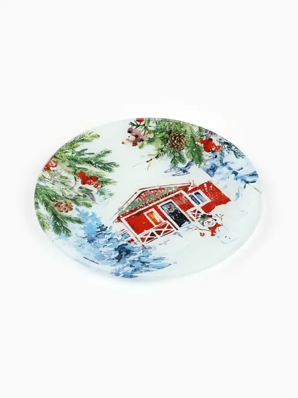 Тарелка плоская стеклянная &laquo;Новогодняя акварель&raquo;, d=20 см