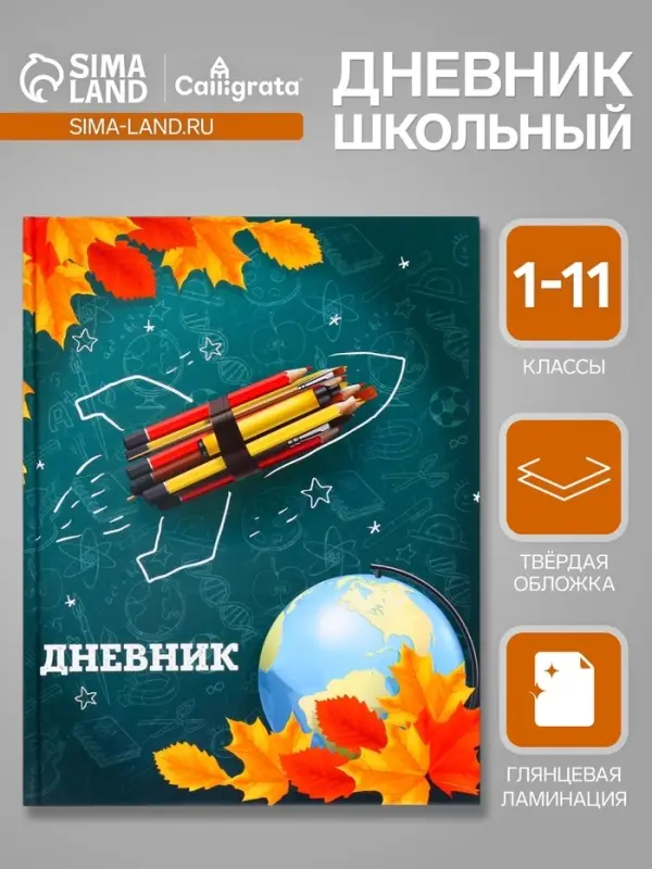 Дневник школьный для 1-11 классов, &laquo;Школа&raquo;, твёрдая обложка 7БЦ, глянцевая ламинация, 40 листов