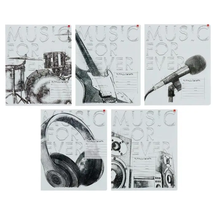 Тетрадь 24 листа в линейку, Music.Black&White, обложка мелованная бумага, МИКС Тетрадь 24 листа в линейку, Music.Black&White, обложка мелованная бумага, МИКС