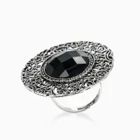 Кольцо &laquo;Этника. Ажурный круг&raquo;, чёрное в чернёном серебре, безразмерное