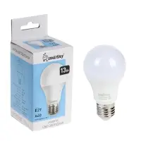 Лампа светодиодная Smartbuy, E27, A60, 13 Вт, 6000К, свечение холодное белое