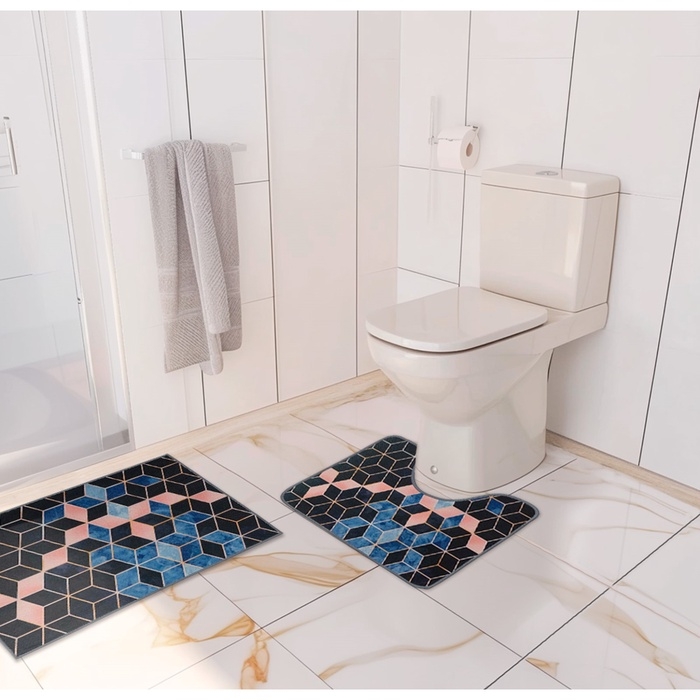 Набор ковриков для ванной и туалета Доляна «Бурлеск», 2 шт, 50×80 см, 40×50 см Набор ковриков для ванной и туалета Доляна «Бурлеск», 2 шт, 50×80 см, 40×50 см