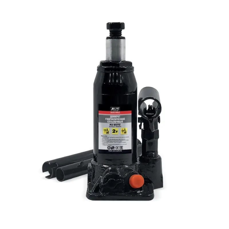 Домкрат гидравлический AVS HJ-B2TC, 2т, 158-308мм с клапаном, в кейсе (ремкомплект)