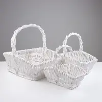 Корзина плетёная для хранения Tasa, из лозы, с ручкой, белая, набор 3 шт.