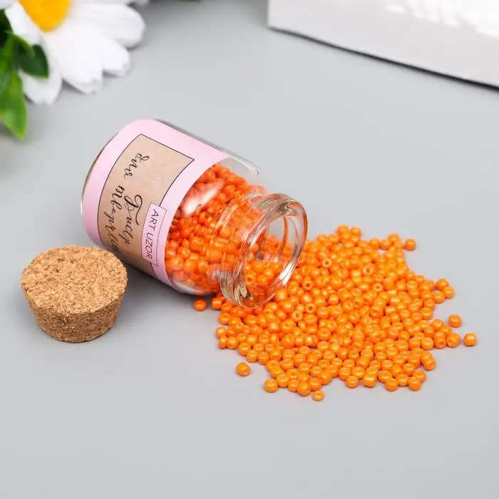 Бисер круглый 12/0 в бутылочке  Бисер круглый 12/0 в бутылочке "Оранжевый апельсин" 20 гр