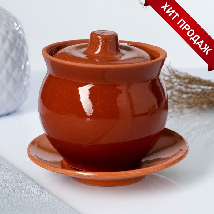 Горшок керамический для запекания  Горшок керамический для запекания "Аппетитный" с подставкой / 0,35 л