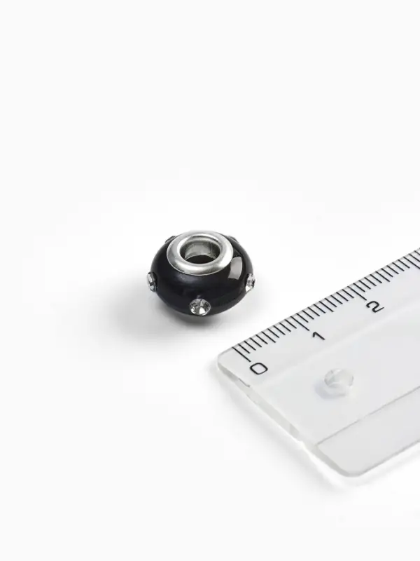 Шарм бусина «Диоды», для творчества, чёрные в серебре Шарм бусина «Диоды», для творчества, чёрные в серебре