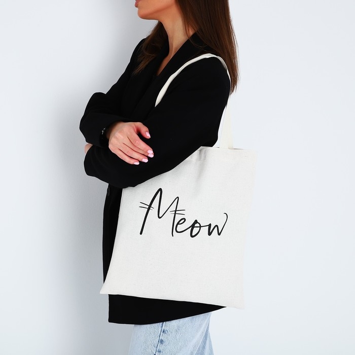 Сумка текстильная Meow, 35х0,5х40, отдел без молнии, без подклада, бежевый Сумка текстильная Meow, 35х0,5х40, отдел без молнии, без подклада, бежевый