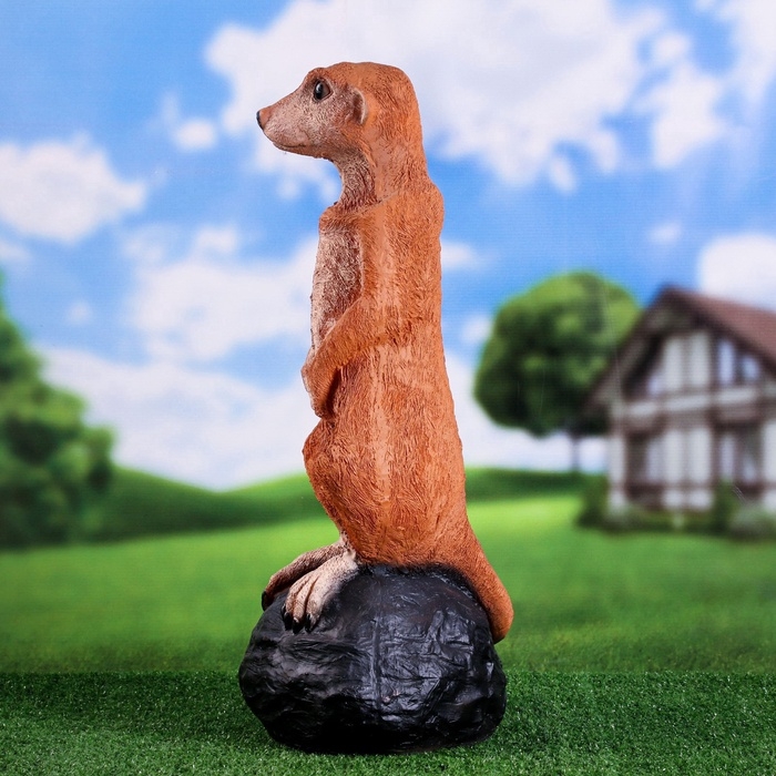 Садовая фигура из полистоуна «Большой сурикат на камне», 60×24×22 см