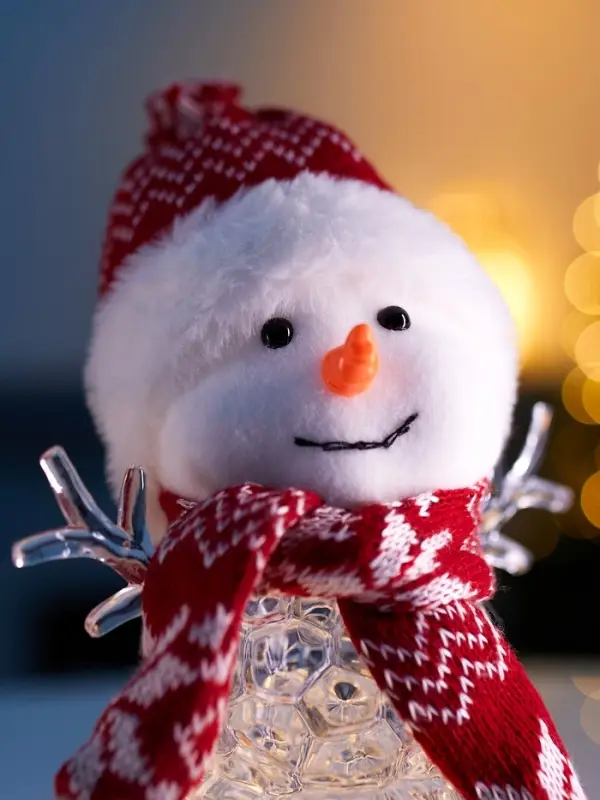 Фигура «Снеговик в красном» 28 см, 1 LED, от батареек ААА×3, свечение тёплое белое