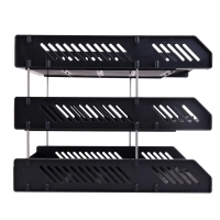 Лоток горизонтальный для бумаг Deli E9209 набор 3шт на металл.стерж черный