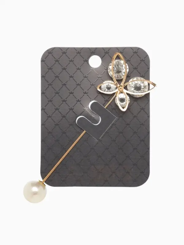 Булавка&laquo; Бабочка объемная&raquo;, 8.5 см, белая в золоте