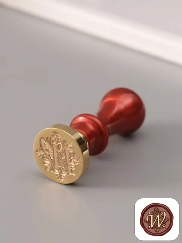 Печать для сургуча с пластиковой ручкой &laquo;Буква W на вензеле&raquo;, 2.5&times;2.5&times;6.3 см