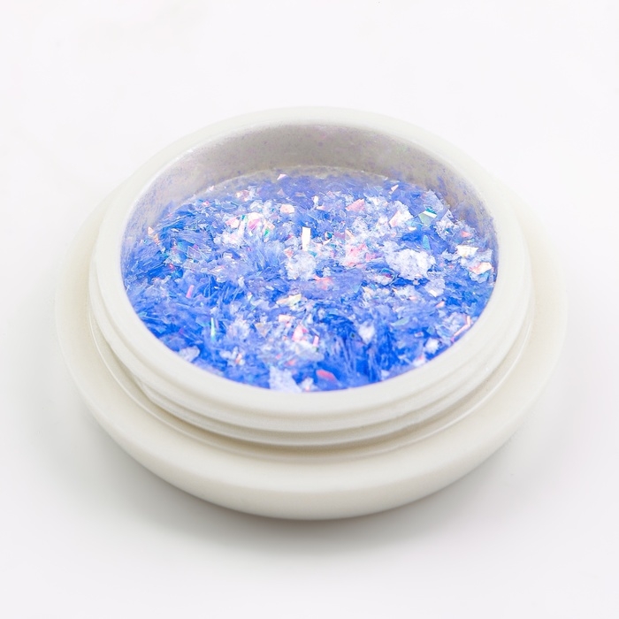 Опаловая пудра для декора ногтей, в баночке, цвет голубой