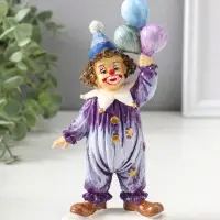 Сувенир полистоун "Клоун с воздушными шариками" сине-фиолетовый 10х6,5х19,5 см