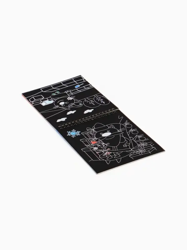 Альбом гравюр "Новый год", 8 гравюр, цветной фон, Три кота