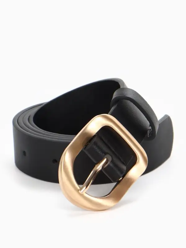 Ремень женский, 2.7&times;105 см, 1 прокол, золотистая пряжка, чёрный