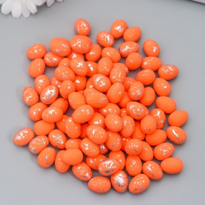 Декор пасхальный Декор пасхальный "Яйцо - серебристая крапинка" набор 100 шт оранжевый 1,5х1,8 см, 8х8х8 см