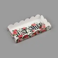 Коробка для печенья, кондитерская упаковка с пластиковой крышкой, голография, Just smile, 10.5&times;21&times;3 см