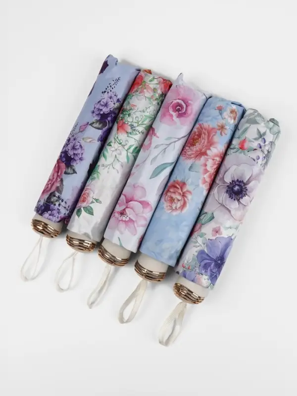 Зонт механический &laquo;Букет&raquo;, эпонж, 4 сложения, 8 спиц, R=47/55 см, d=94 см, МИКС