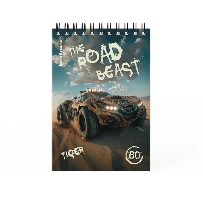 Блокнот А6 ErichKrause Road Beast, 80 листов в клетку, МИКС
