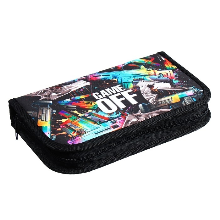 Пенал 1 секция, 130 х 210 х 40 мм, 2 откидные планки, тканевый, Calligrata TOP, Content Пенал 1 секция, 130 х 210 х 40 мм, 2 откидные планки, тканевый, Calligrata TOP, Content "Game"